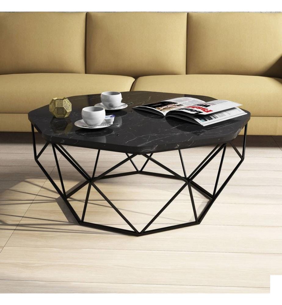 Noir, Tables Basses, 38X90X90 cm, Assiette De Particules Enrobée De Mélamine