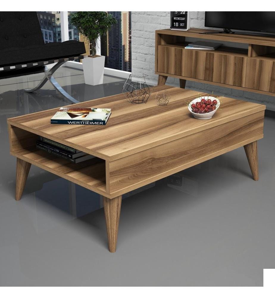 Couleur De Noix, Tables Basses, 34,6X90X60 cm, Plaque De Particules Enrobée De Mélamine