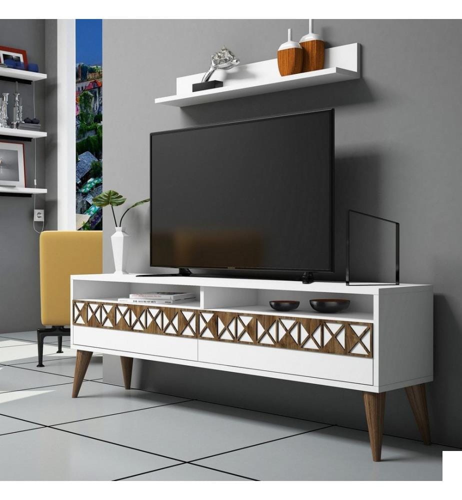 Blanc, Armoires De Télévision, 50X150X30 cm, Plaque De Particules À Revêtement En Mélamine