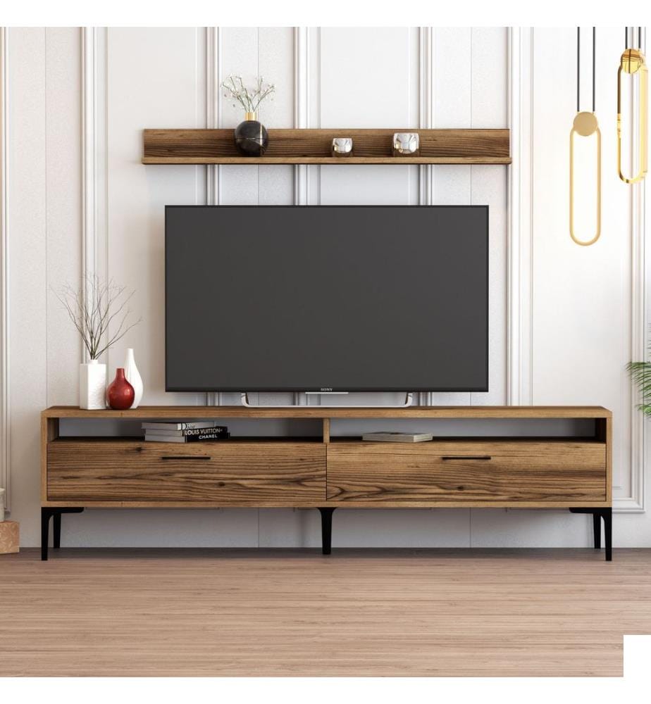 Couleur Noix, Armoires De Télévision, 47X180X35 cm, Plaque De Particules Enrobée De Mélamine