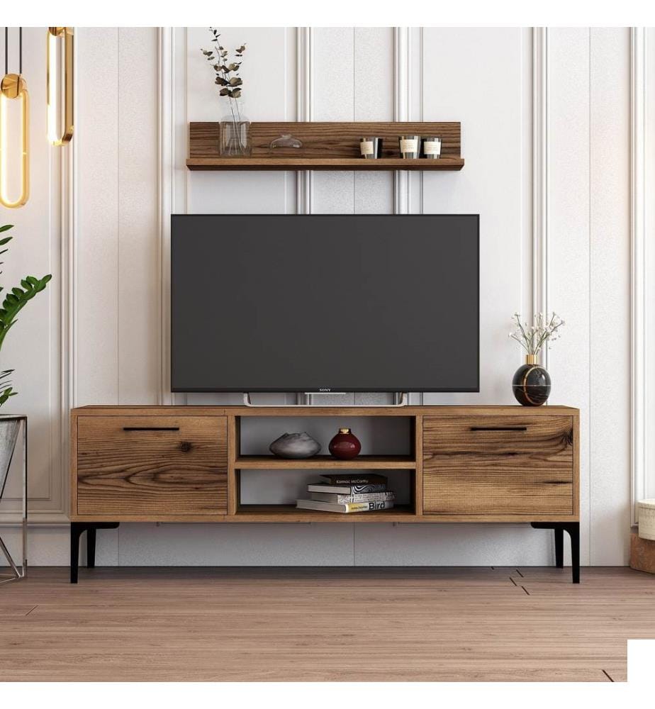 Meuble TV, Noyer, Panneau de particules mélaminé