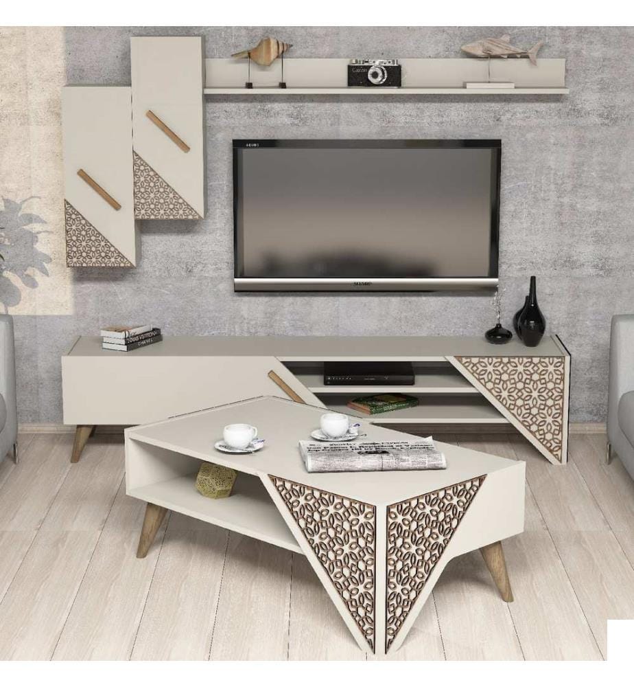 Crème, Salon, 40X180X37 cm, Plaque De Particules Enrobée De Mélamine