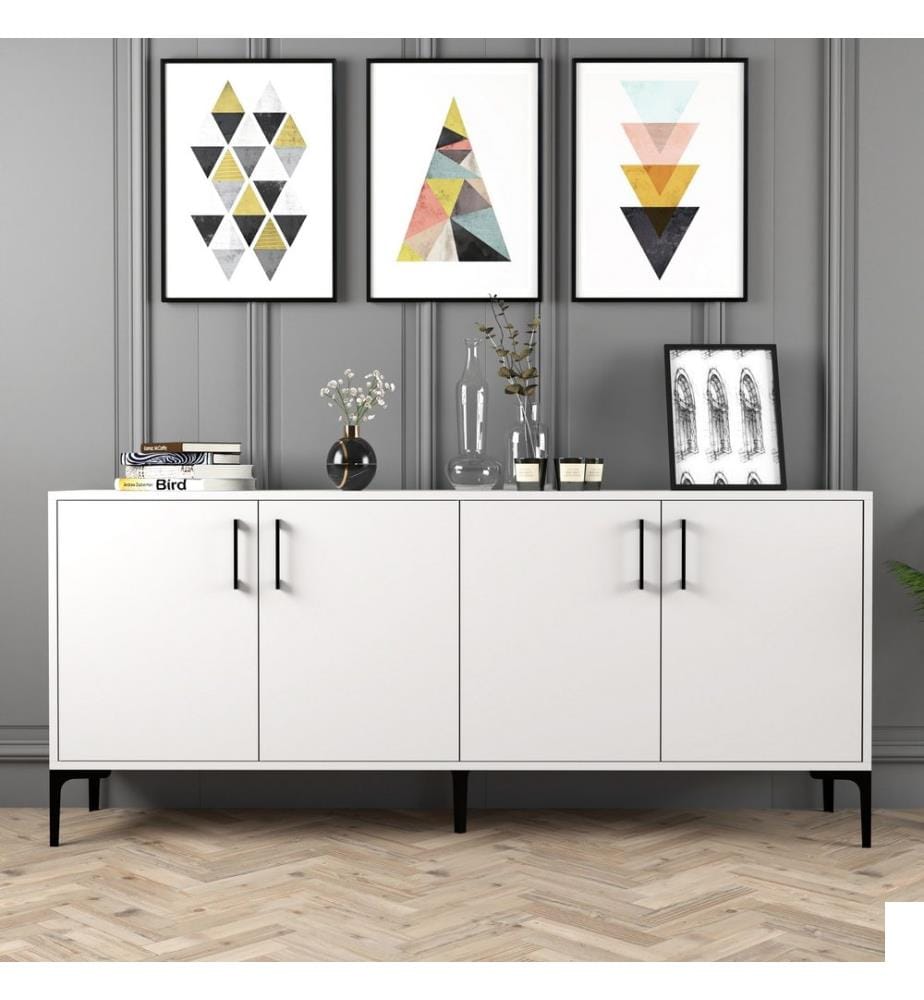Blanc, Coffres De Tiroirs, 78X180X35 cm, Plaque De Particules Enrobée De Mélamine