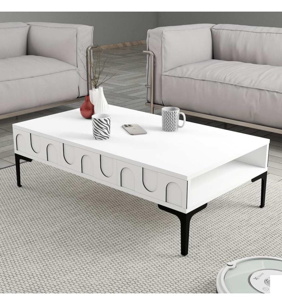 Table basse, blanc, noir, 100% Melamine Particle Board