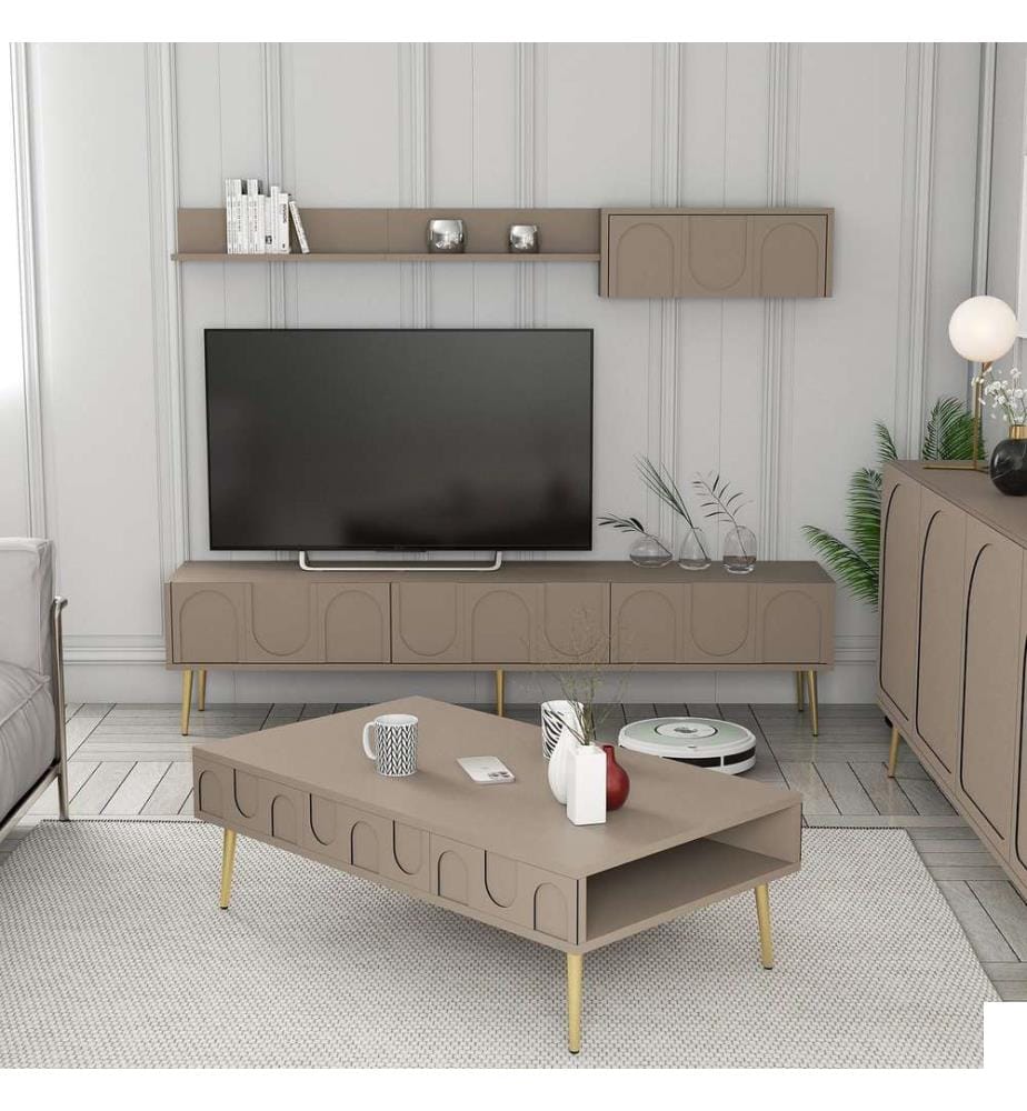 Ensemble de meubles de salon, Atlas, Gold, 100% Melamine Coated Particle Board