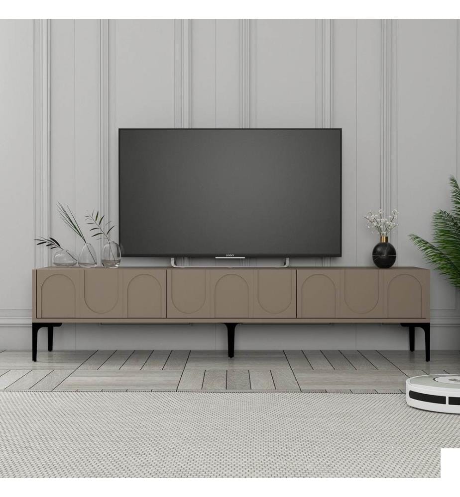 Meuble TV, Atlas, Noir, 100% Melamine Particle Coated Board