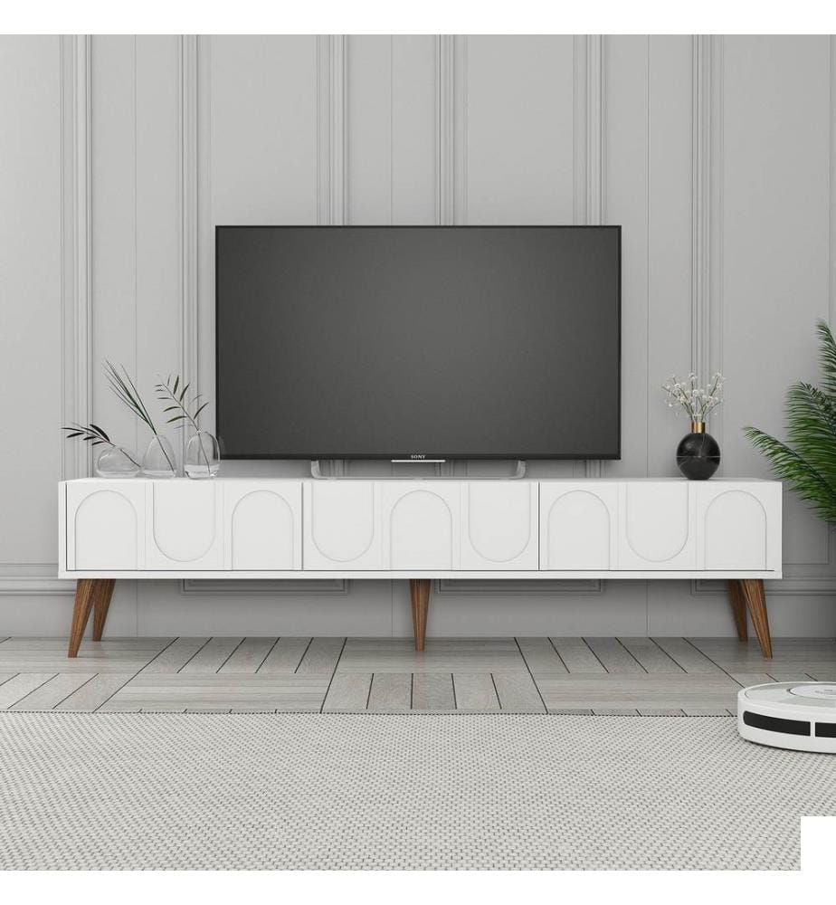 Meuble TV, Blanc, Noyer, 100% Melamine Particle Board
