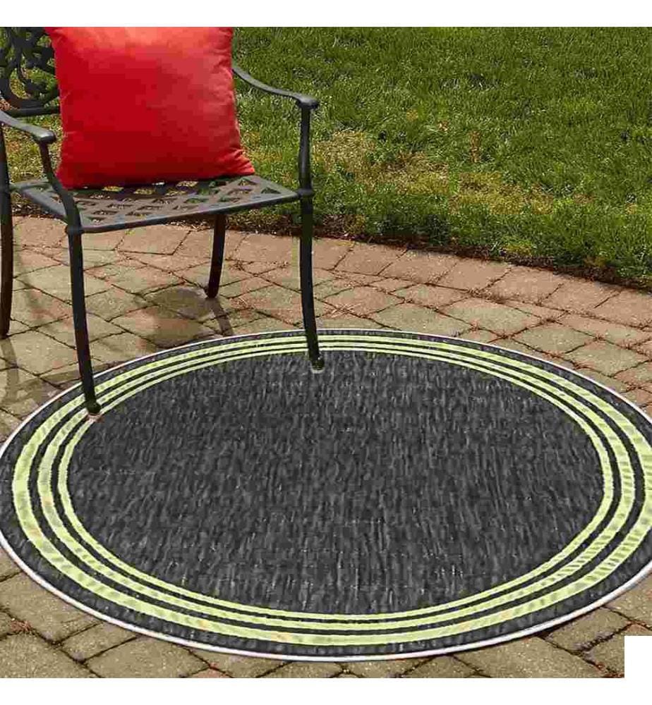 Tapis, gris, jaune, 70% coton - 30% chenille, diamètre : 160 cm