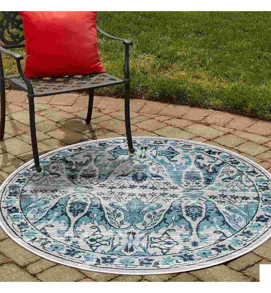 Tapis, bleu, 70% coton - 30% chenille, diamètre : 70 cm