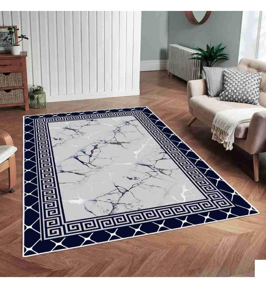 Tapis, bleu foncé, 70% coton - 30% chenille, 80 x 200 cm