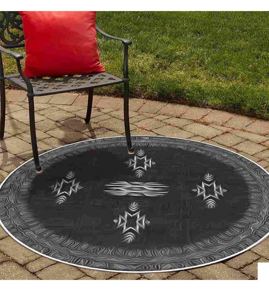 Tapis, noir, 70% coton - 30% chenille, diamètre : 70 cm