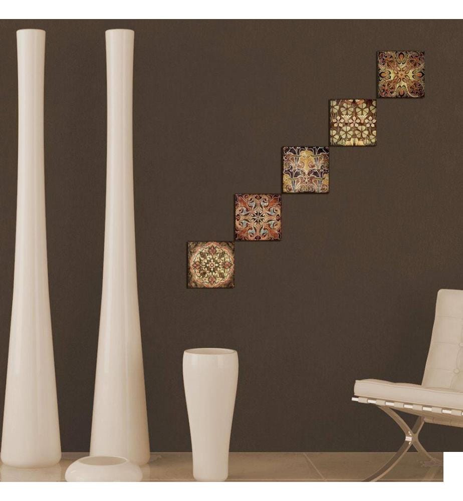 Peinture décorative MDF, 5 pièces, marron, vert, rouge, bleu, MDF, imprimé aux UV