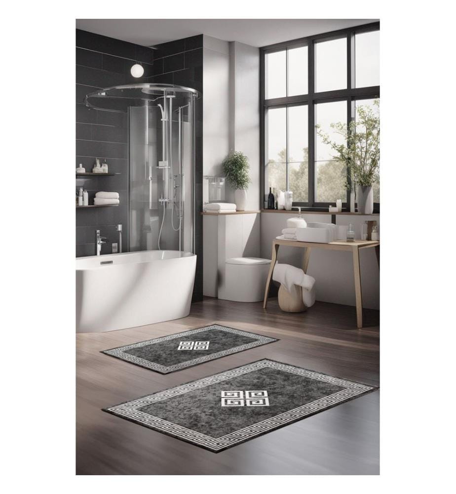 Ensemble de tapis de bain, 2 pièces, multicolore, 100 % POLYESTER