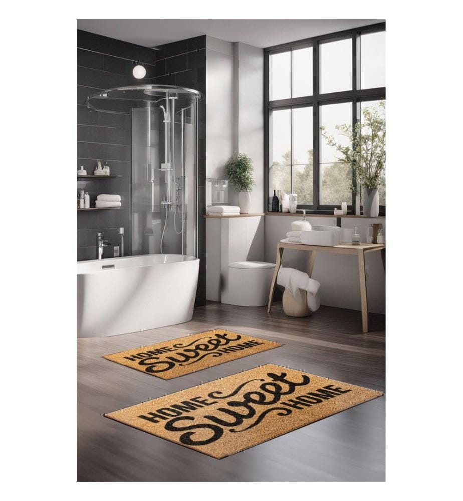 Ensemble de tapis de bain, 2 pièces, multicolore, 100 % POLYESTER