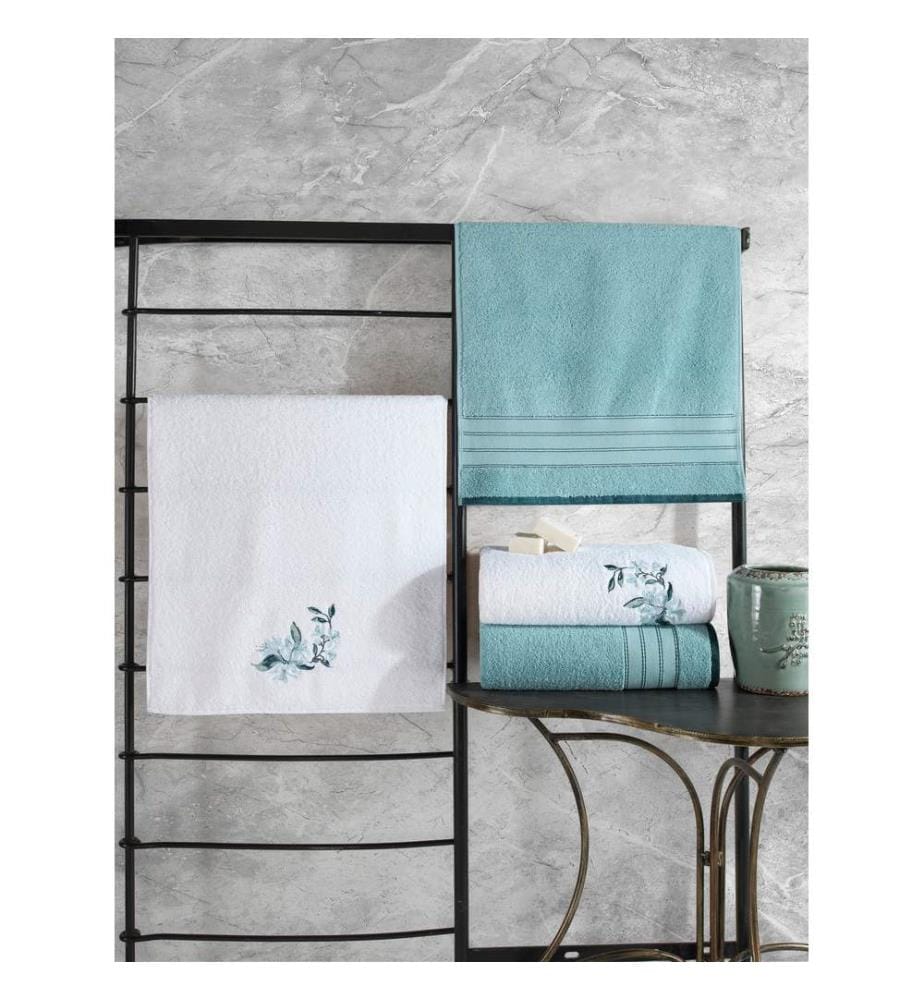 Ensemble De Serviettes, 4 Pièces, Menthe Blanc, Coton