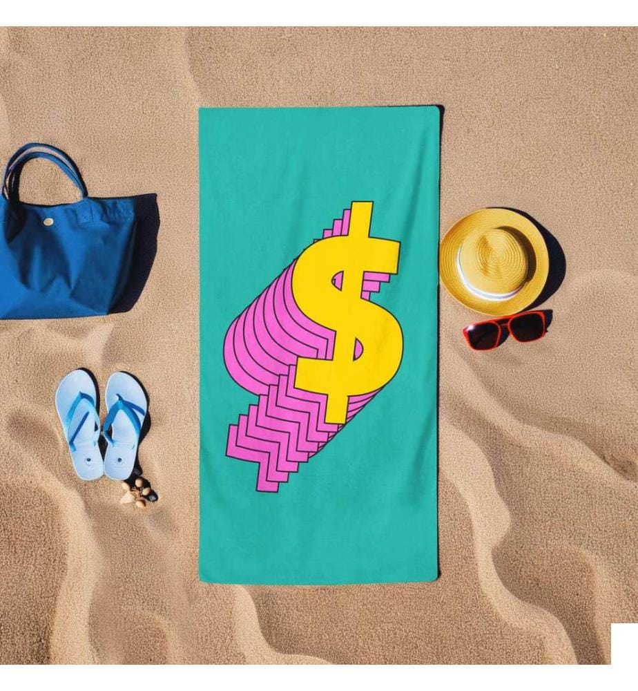 Serviette de plage, verte, 60 % COTON / 40 % POLYESTER