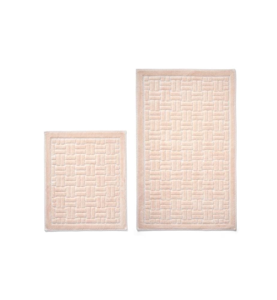 Ensemble de tapis de bain, 2 pièces, poudre, 100% coton, dessous antidérapant