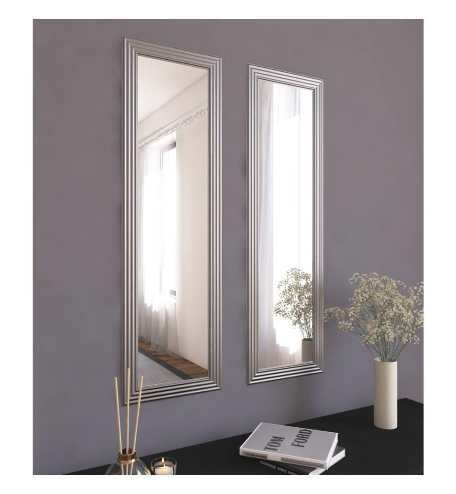 Set de miroirs, 2 pièces, argent, MDF, miroir de commode à cadre argenté