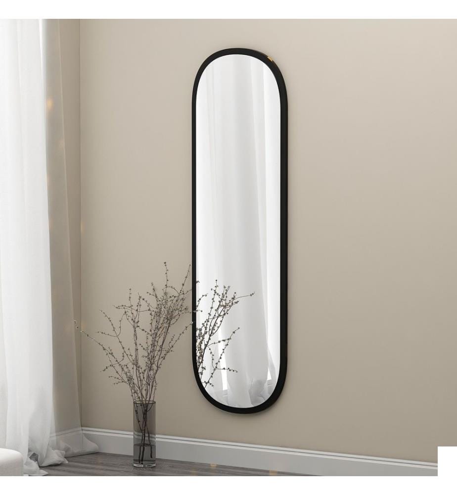 Miroir, noir, MDF, verre ovale Pier