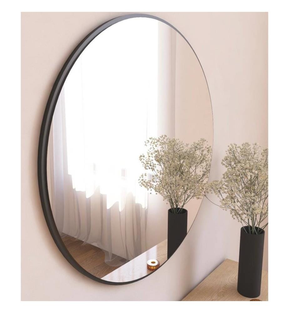 Miroir, noir, MDF, miroir rond