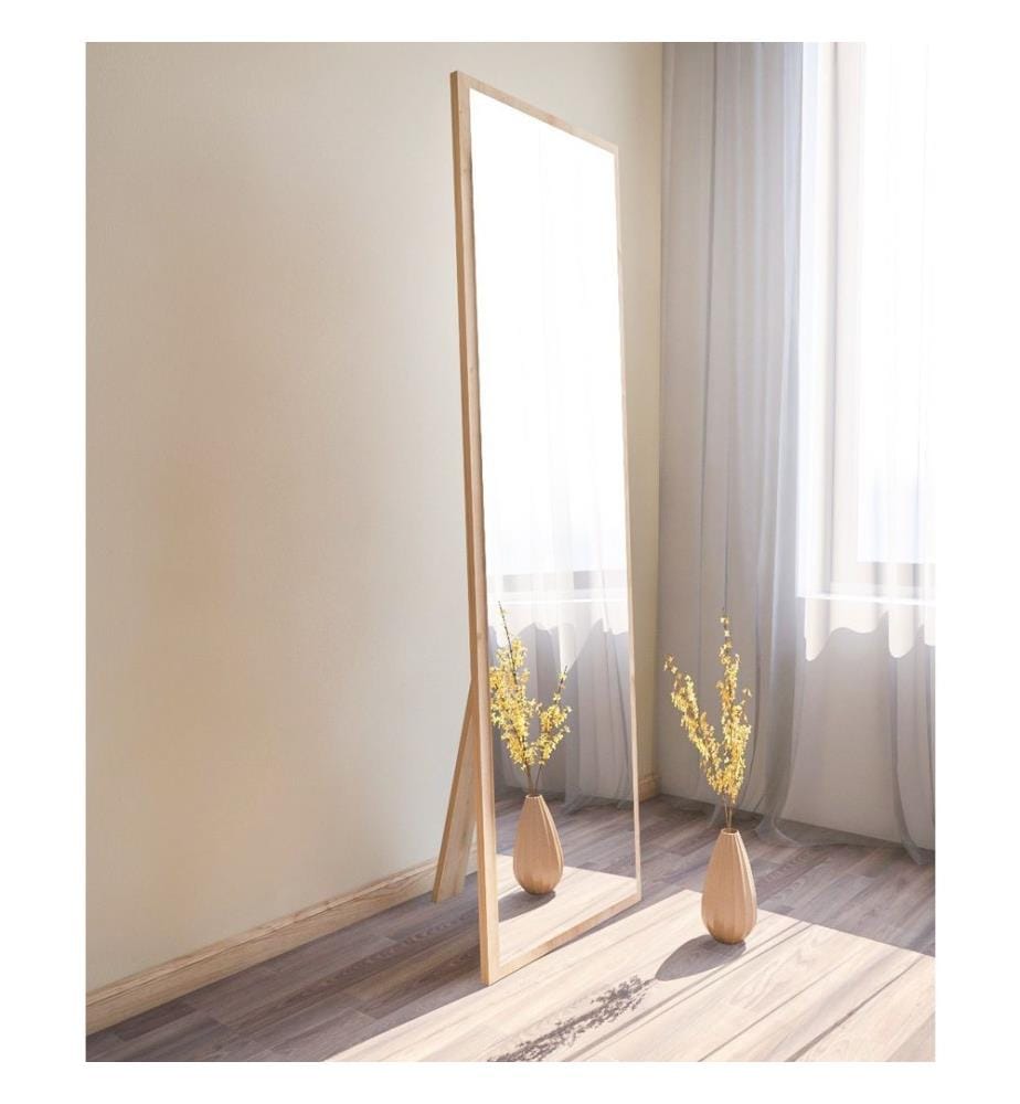 Miroir, naturel, MDF, miroir sur pied