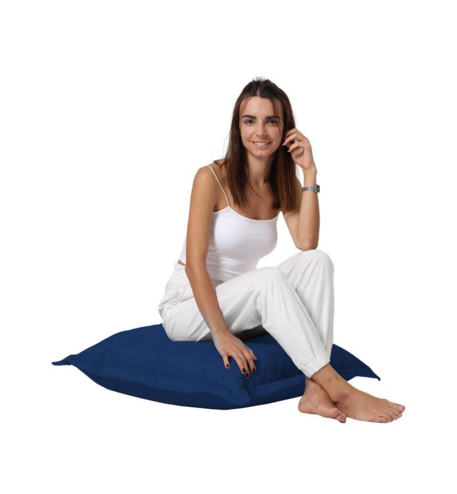 Coussin de jardin, bleu foncé, polystyrène recyclé haute densité, tissu polyester