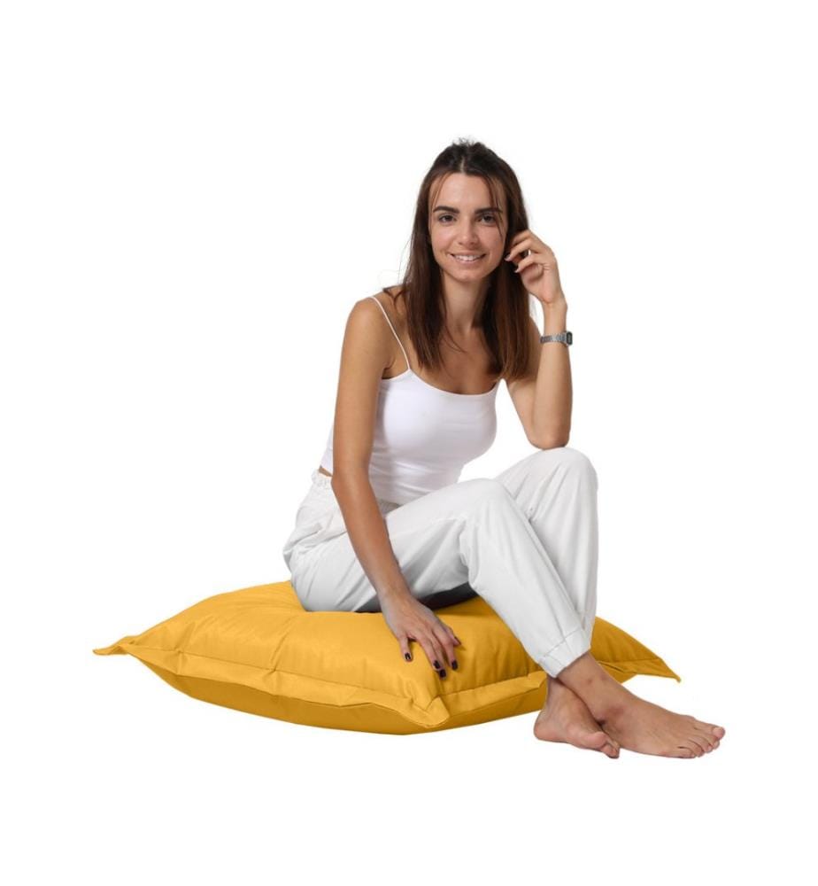 Coussin de jardin, jaune, polystyrène recyclé haute densité, tissu polyester