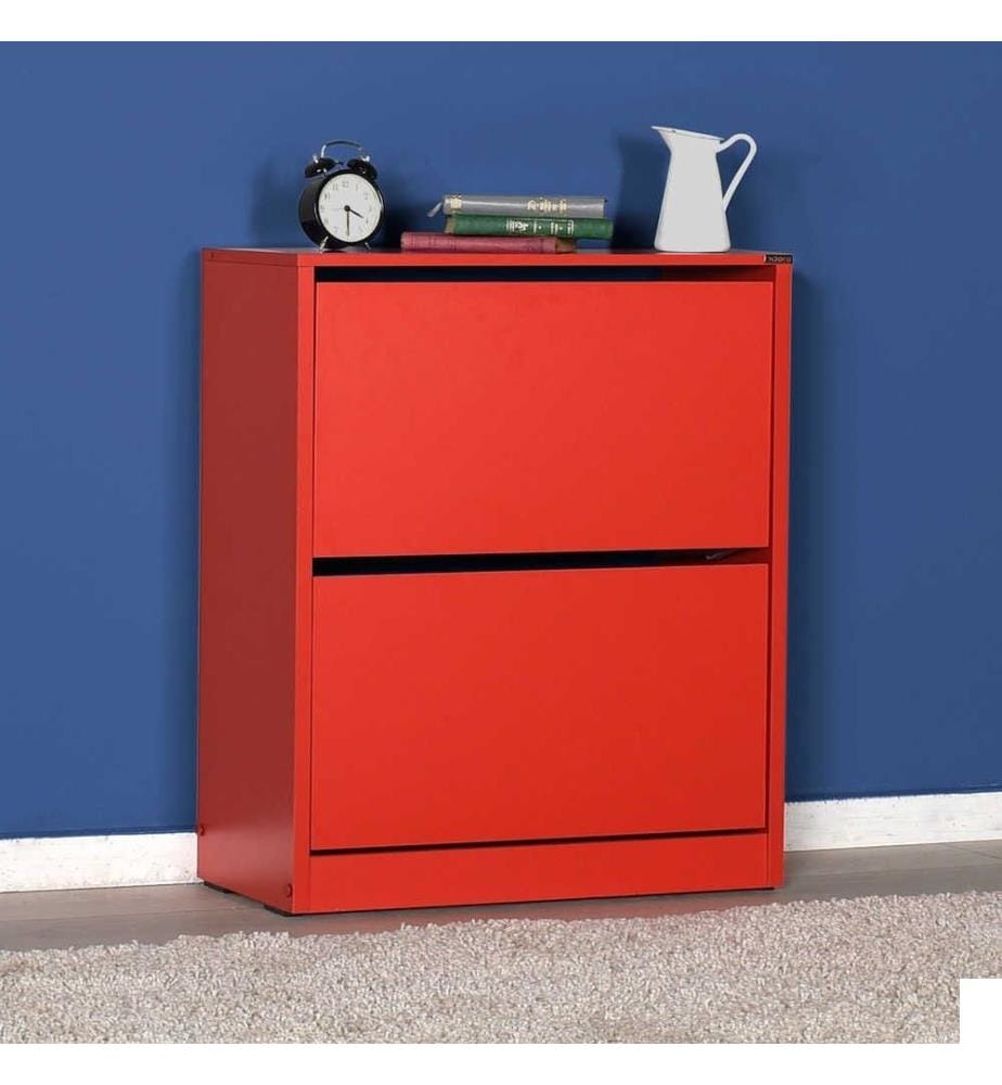 Meuble à chaussures, rouge, panneau de particules mélaminé