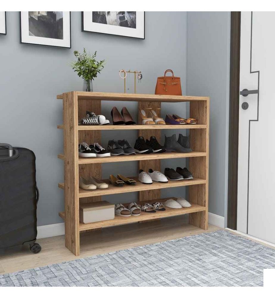 Meuble à chaussures, pin atlantique, panneau de particules mélaminé