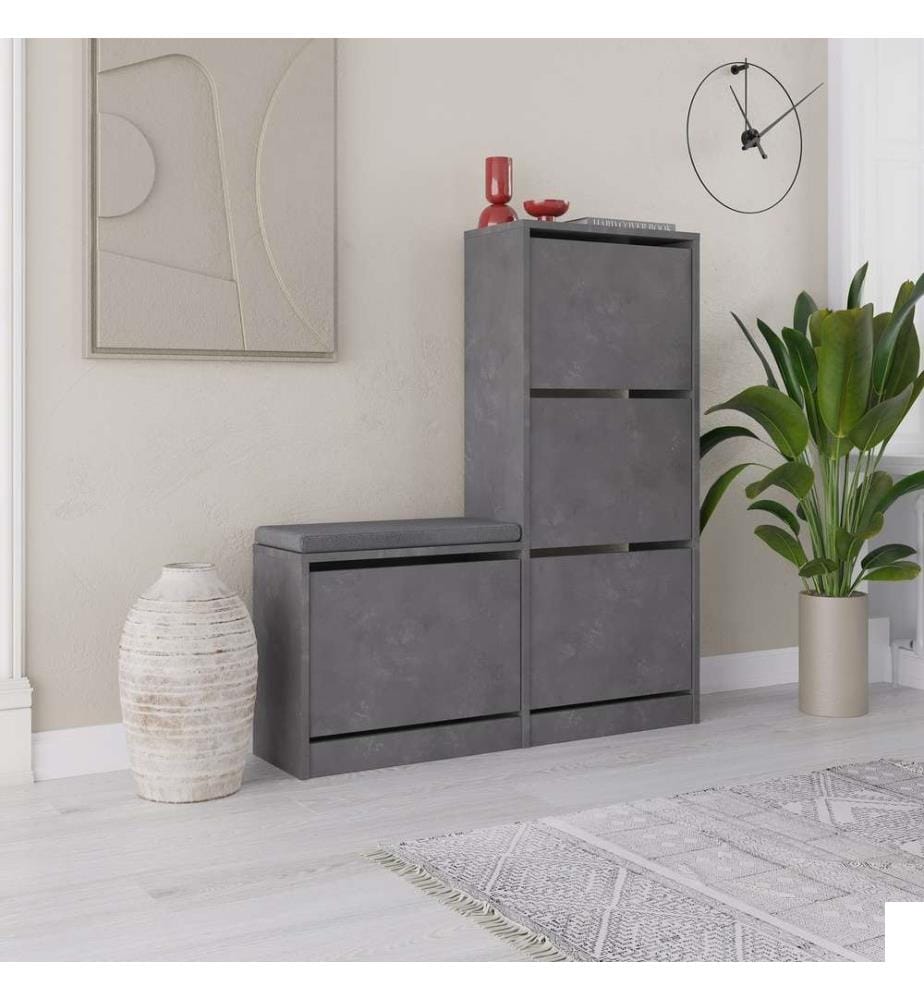 Meuble à chaussures, gris, panneau de particules mélaminé