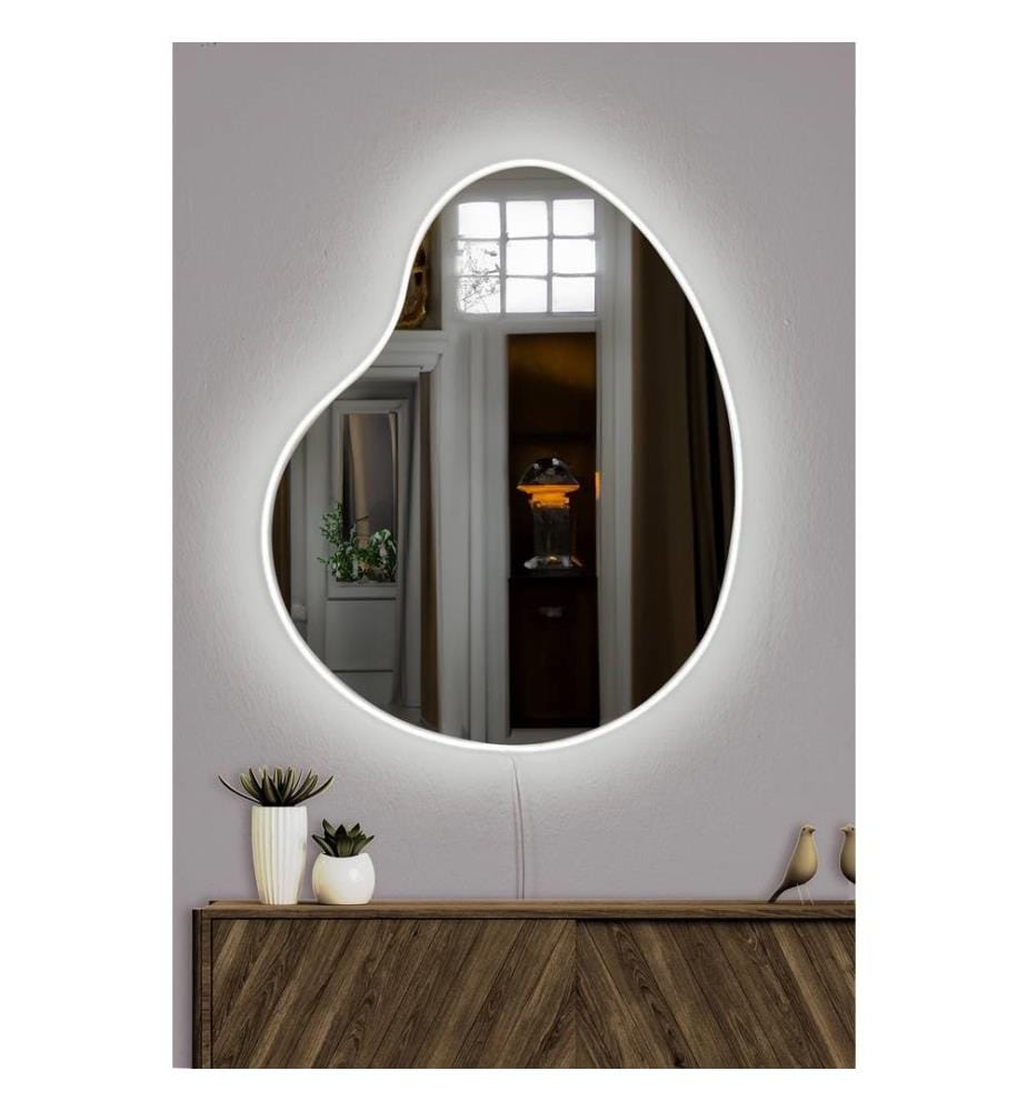 Miroir avec éclairage Led, blanc, miroir incassable résistant aux regards, miroir acrylique avec support MDF