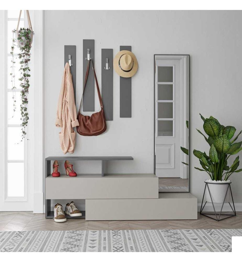 Hall Stand, Light Mocha, Anthracite, panneau de particules mélaminé