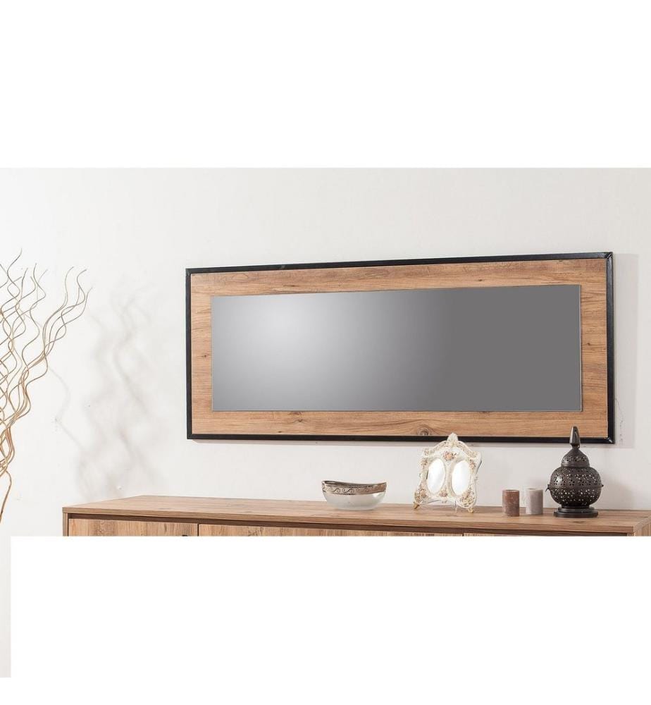 Miroir décoratif en bois, pin atlantique, noir, panneau de particules mélaminé