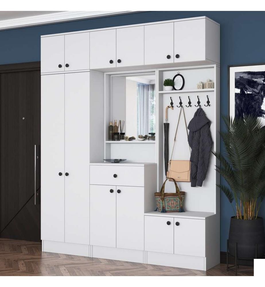 Hall Stand, blanc, panneau de particules mélaminé de qualité E1