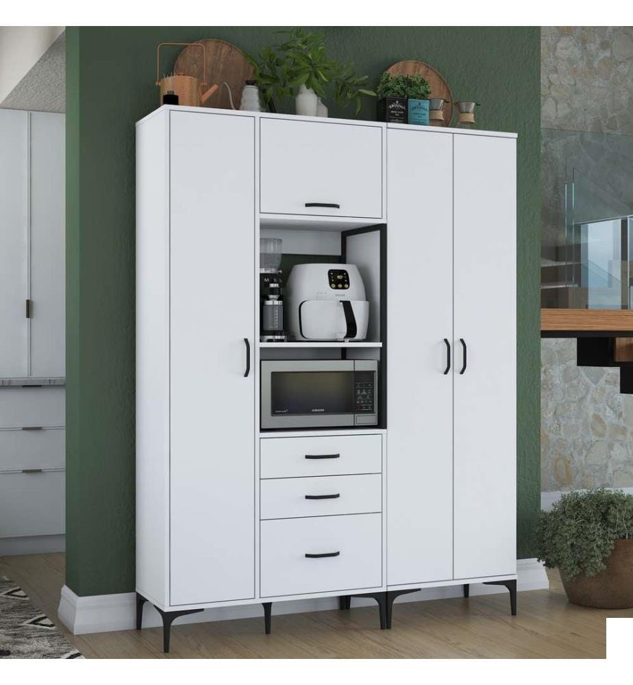 Armoire multifonctions, blanc, panneau de particules mélaminé E1