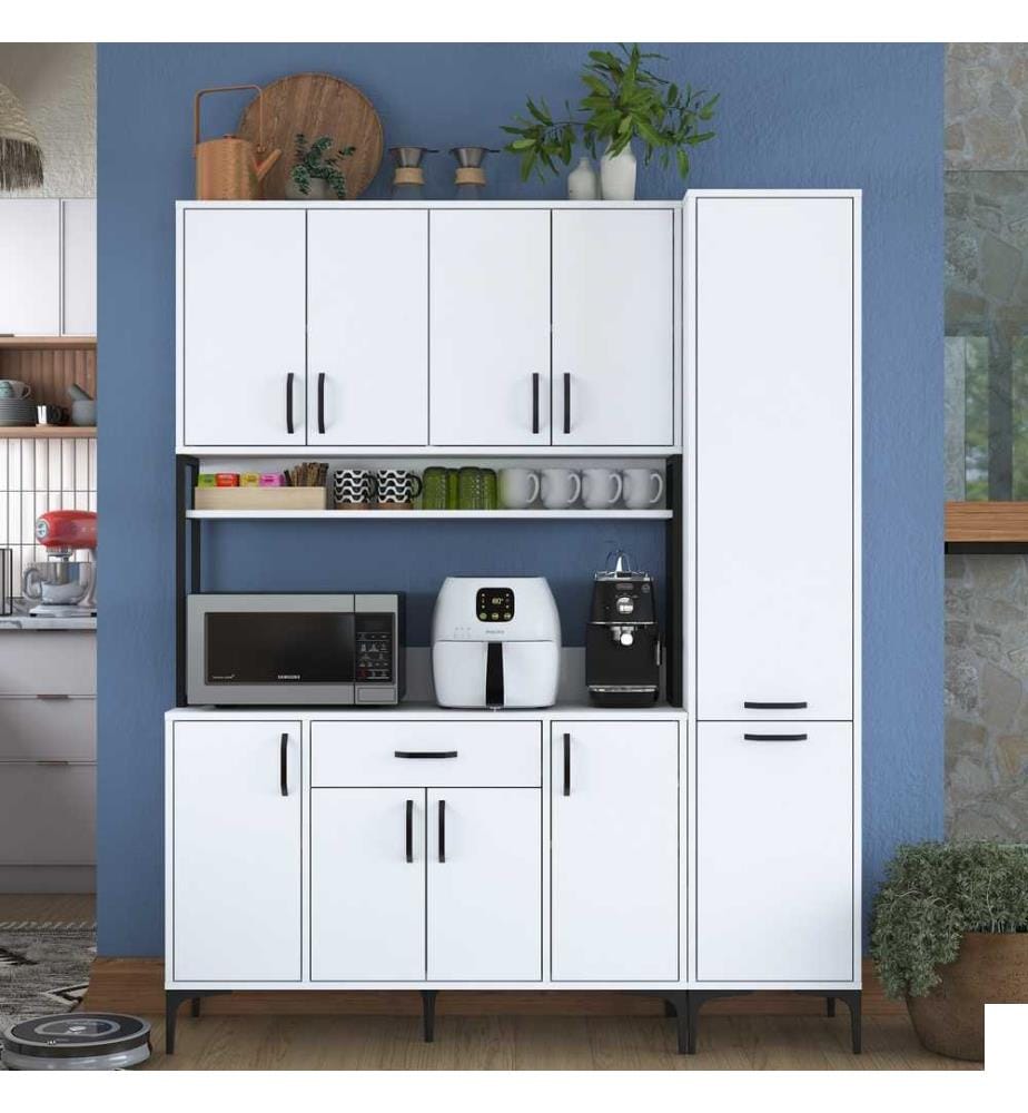 Armoire multifonctions, blanc, panneau de particules mélaminé E1