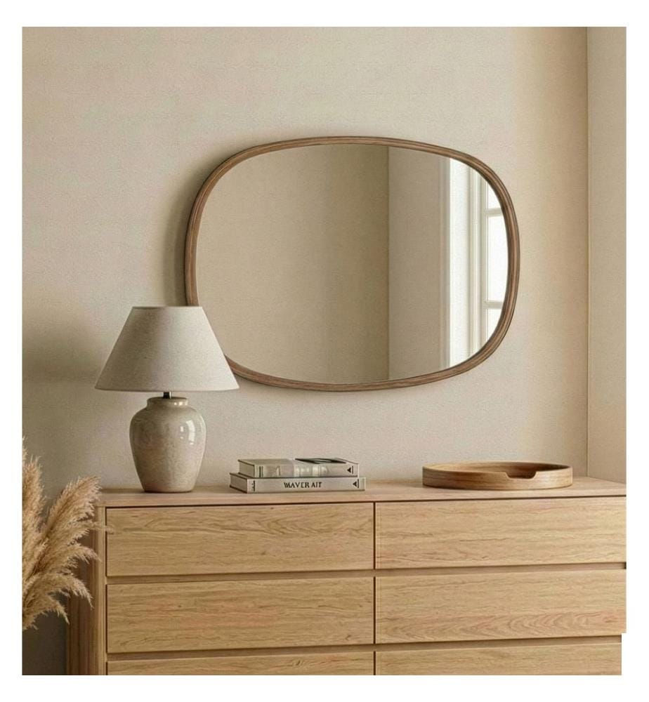 Miroir, Noyer, 100% BOIS DE HÊTRE SOLIDE