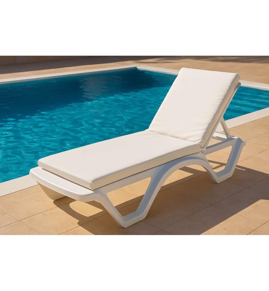Coussin de chaise longue, blanc, 100% POLYESTER