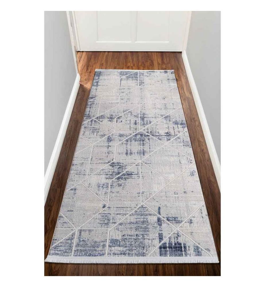 Tapis de salle, bleu, 100% acrylique, 80 x 250 cm