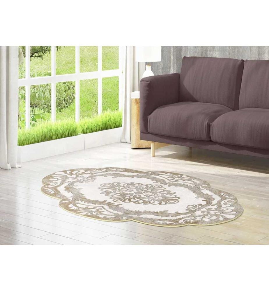 Tapis, beige, crème, or, 100% polyester, 120 x 180 cm