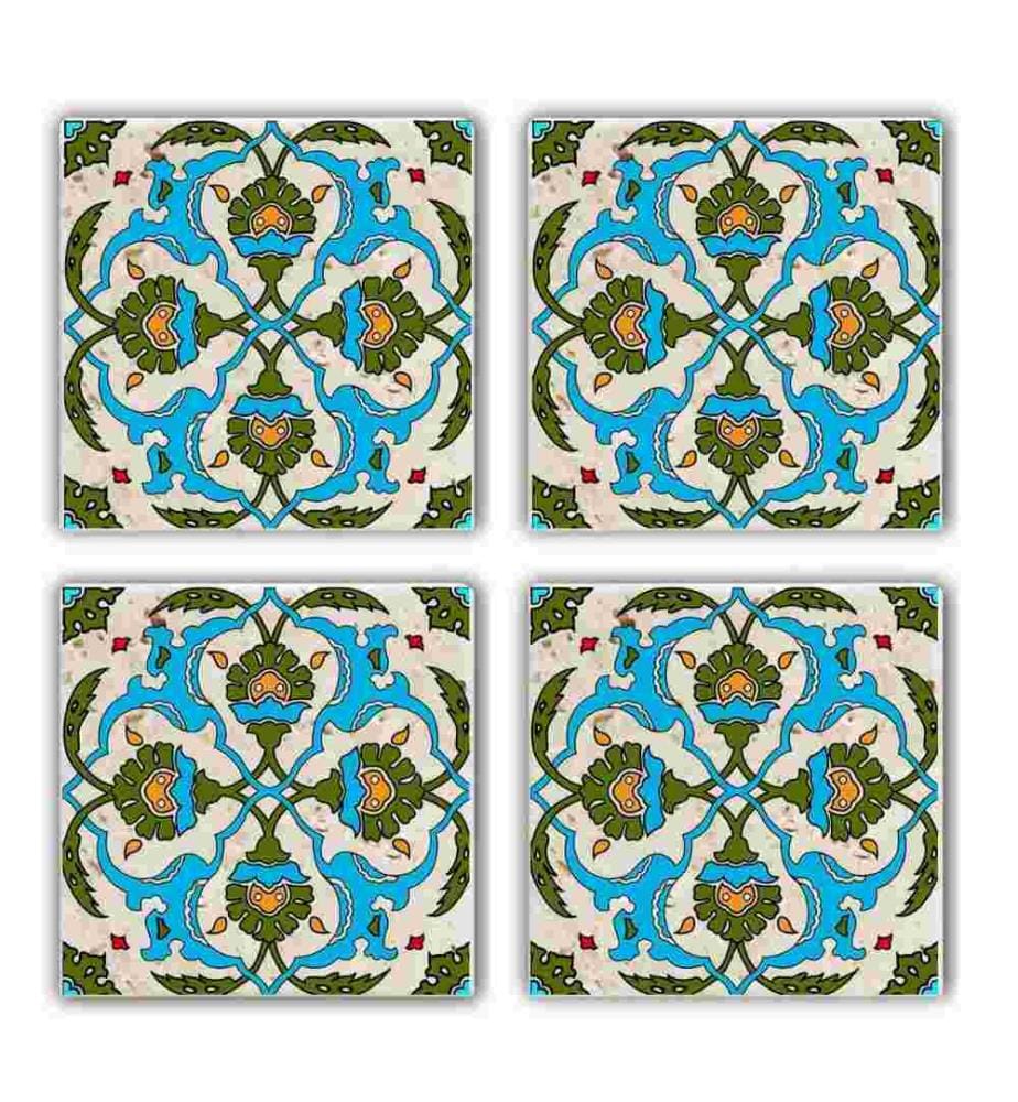 Tapis de verre, 4 pièces, multicolore, pierre naturelle