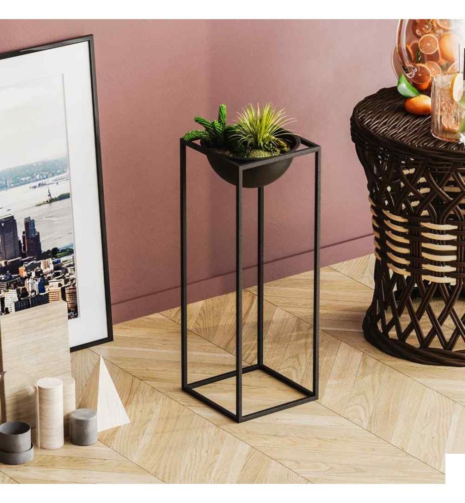 Pot décoratif, noir, 100% métal