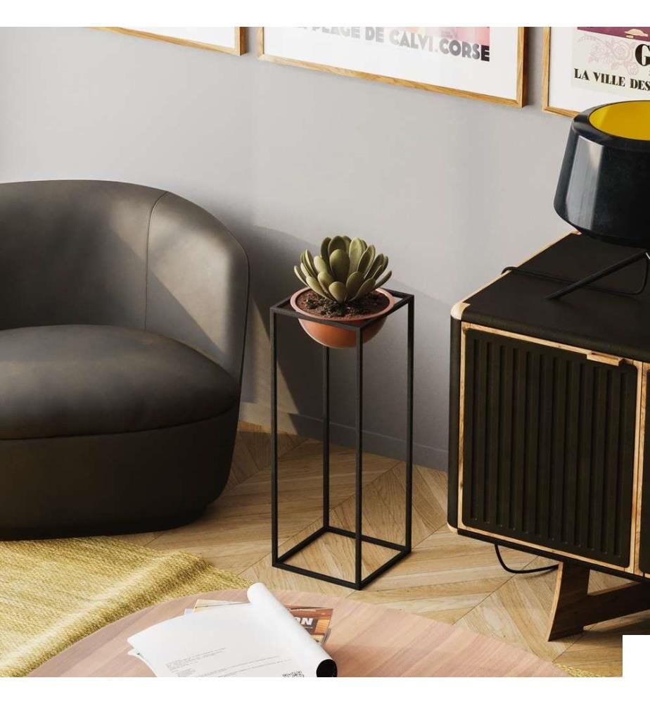 Pot décoratif, noir, cuivre, 100% métal