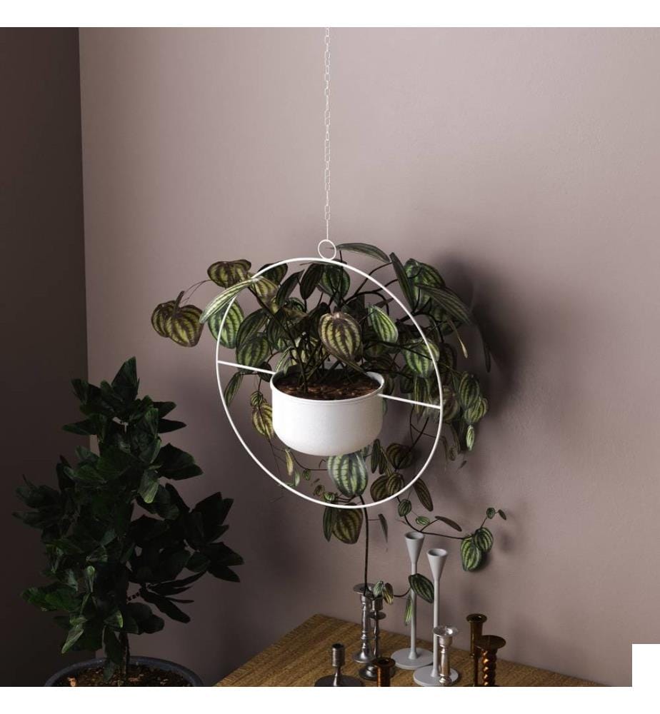 Pot décoratif, blanc, 100% métal