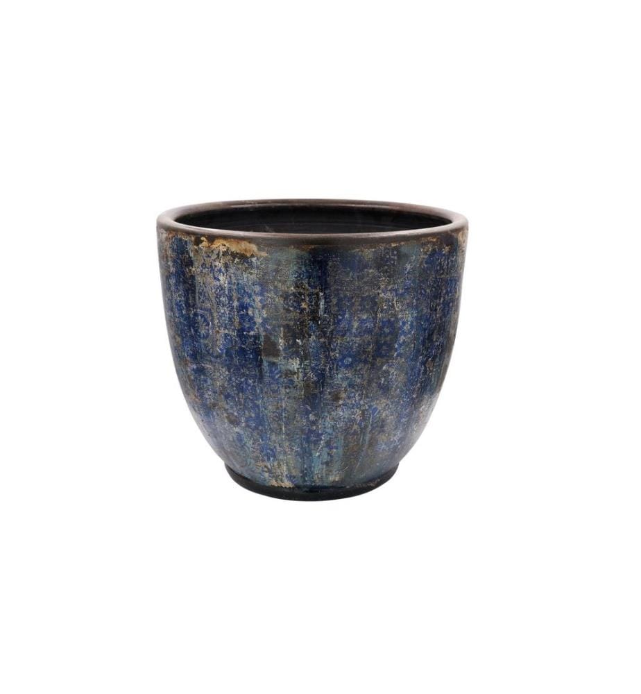 Pot décoratif, bleu marine, Terracota - béton léger, peinture organique