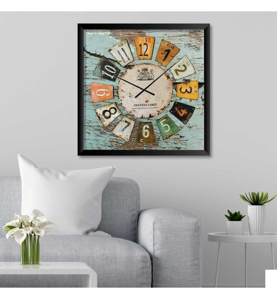 Horloge murale décorative, multicolore, 100% MDF, cadre en polystyrène