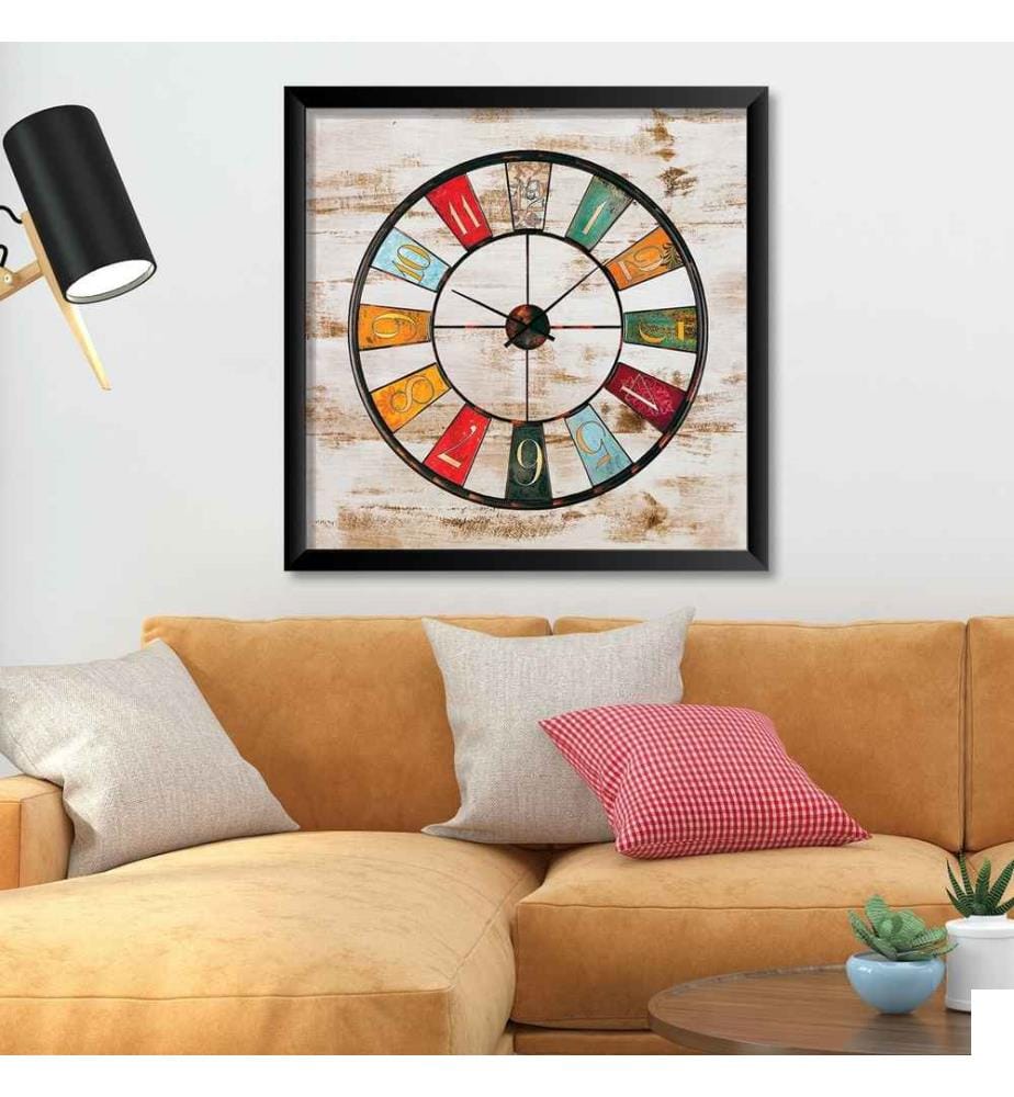 Horloge murale décorative, multicolore, 100% MDF, cadre en polystyrène