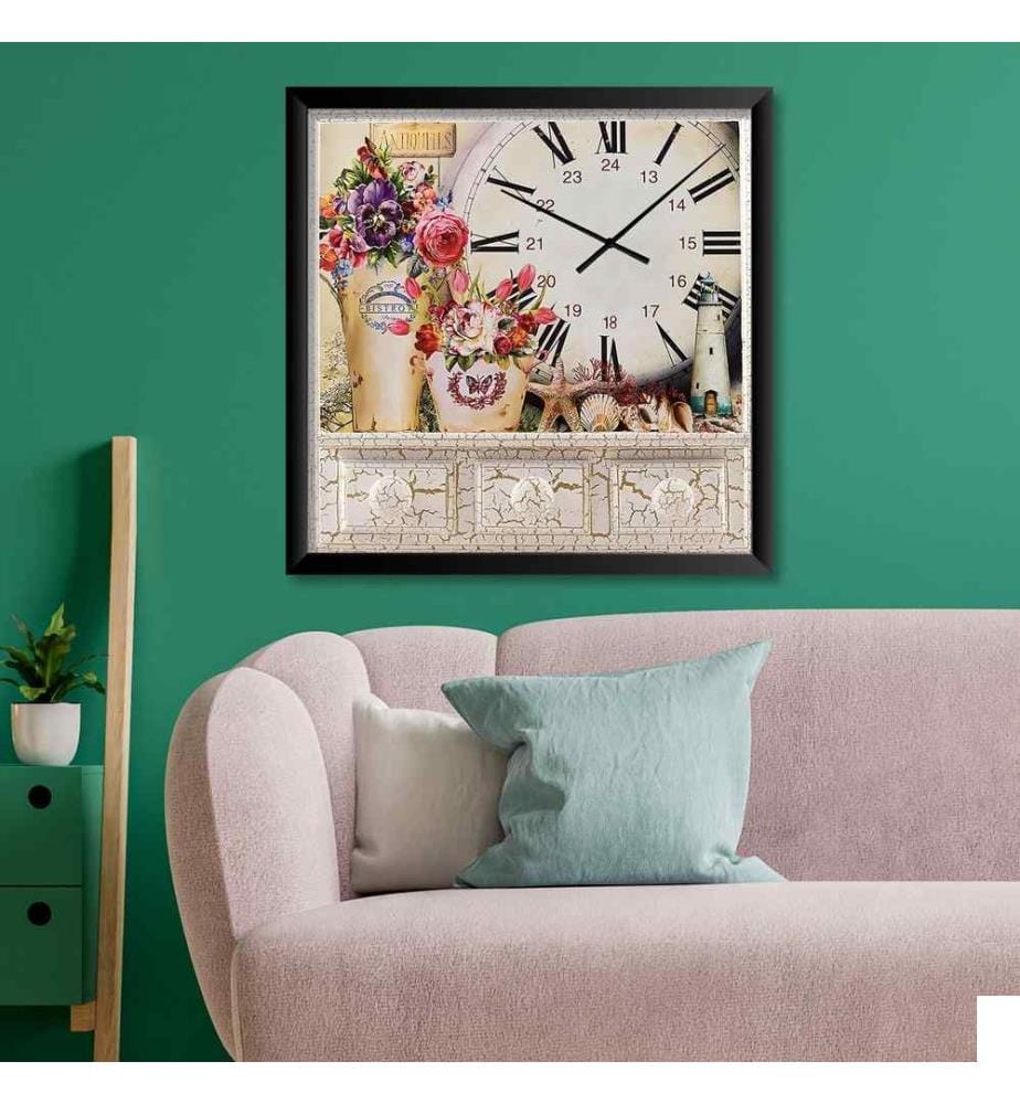 Horloge murale décorative, multicolore, 100% MDF, cadre en polystyrène