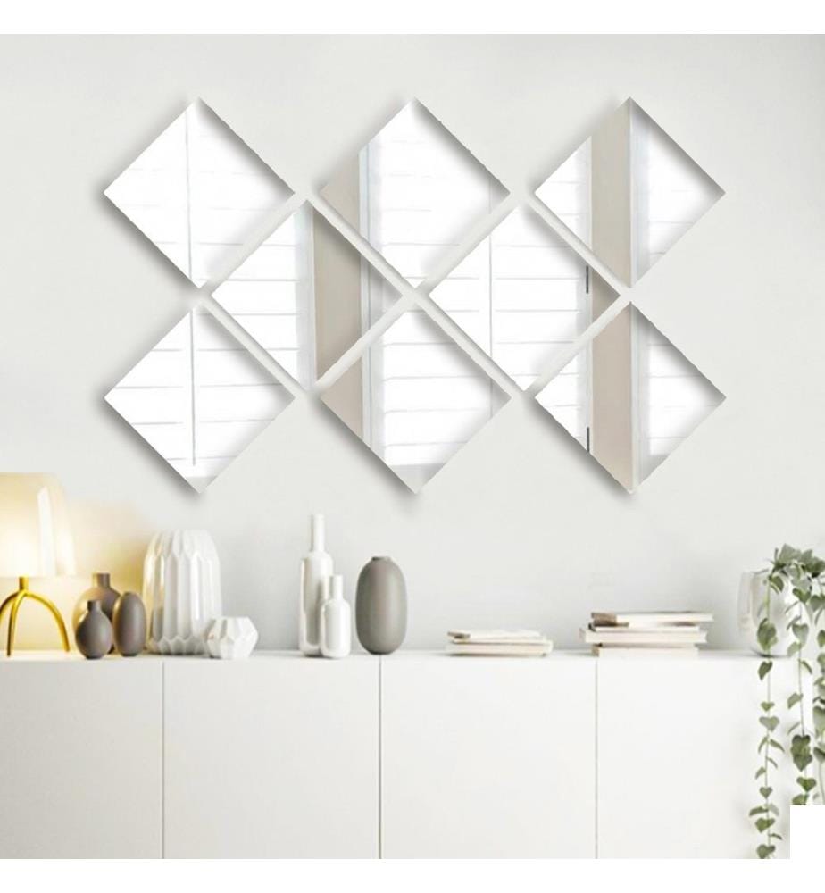 Set de miroirs, 8 pièces, argent, verre, sans cadre