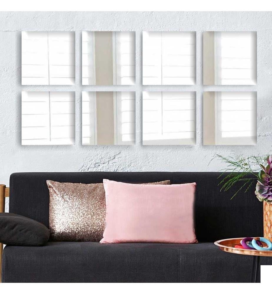 Set de miroirs, 8 pièces, argent, verre, sans cadre